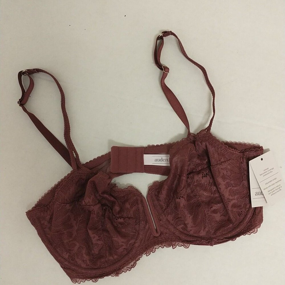 Unlined Balconette Adjustable Straps Underwire Bra Auden Red 36C